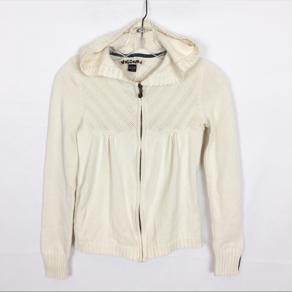 Volcom Other - Volcom Hooded Zip-Up Cardi Cotton Ivory Small